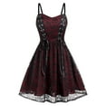 thumbnail image 1 of Women's Camisole Punk Dress Spaghetti Strap Halloween Skull Print Lace Swing Sexy Dress Steampunk Dress Goth Clothes, 1 of 5
