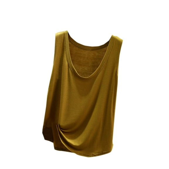 Women's Camisole Tank Top Casual and Fashionable Outerwear Solid Color Round Neck Sleeveless Top Women’s Camisole 2025 Yellow XXL