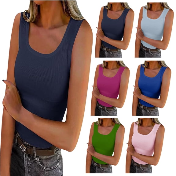 Women's Camisole Tank Top Fashion Summer V Neck Leisure Three-quarter Sleeve Solid Women’s Camisole 2025 Navy S
