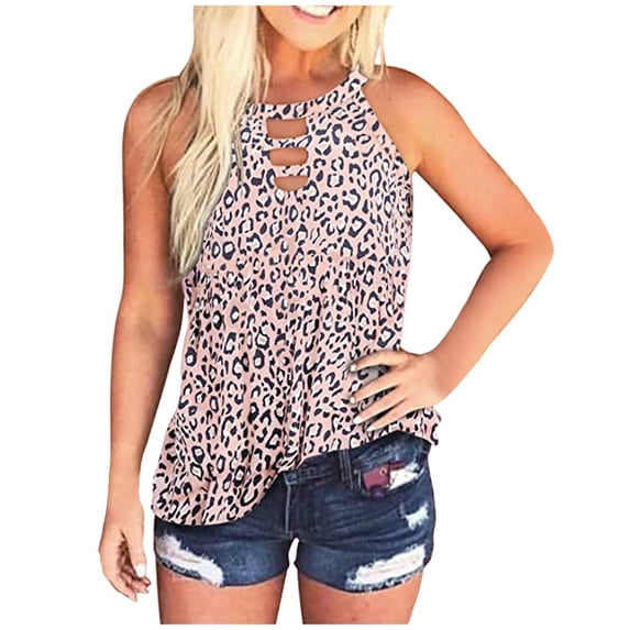 Women's Camisole Tank Top Leopard Tie-Dye Sleeveless Loose Undershirts