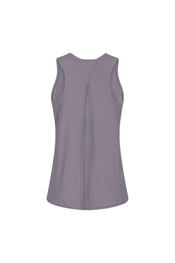 Women's Camisole Tank Top Open Backs Tie Back Athletic Muscle Gym Shirts Undershirt,Purple,M