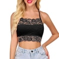thumbnail image 1 of Women's Camisole Tank Top Solid Color Lace Crop Slim Fit Plus Size Undershirt,Black,L, 1 of 5