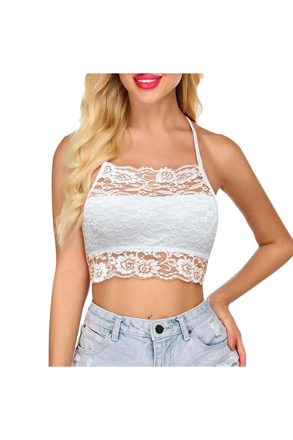 Women's Camisole Tank Top Solid Color Lace Crop Slim Fit Plus Size Undershirt,White,3XL