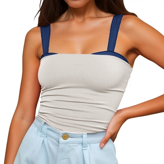 Women's Camisole Tank Tops Plaid Crop Square Neck Lace Trim Gingham Spaghetti Strap Shirt Corset Trendy Sleeveless Summer Tops Clothes Outfits 2025