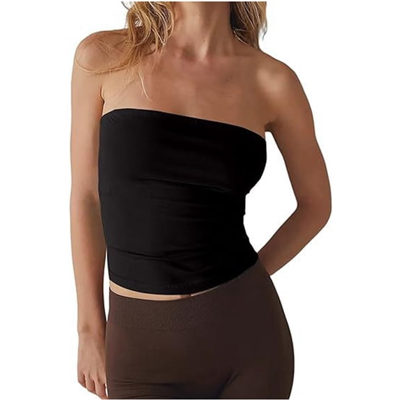 Women's Camisole Tank Tops Solid Color Strapless Backless Summer Basic Tank Shirt