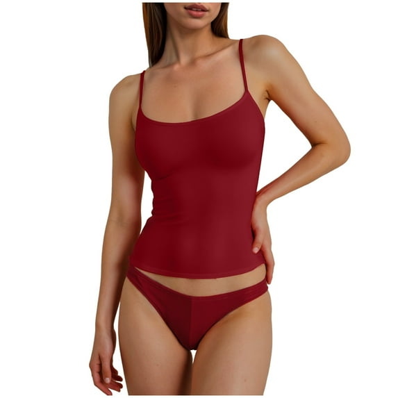 Women's Camisole Tank Tops Solid Color Tight Spaghetti Strap Stretch Slim Undershirt