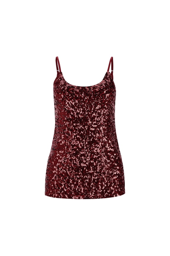 Women's Camisole Tank Tops Solid Sequin Backless Glitter Party Spaghetti Strap Summer Basic Tank Shirt