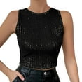 thumbnail image 1 of Women's Camisole Tank Tops Solid Sparkly Sequin Crewneck Vest Cute Cami Undershirt, 1 of 7