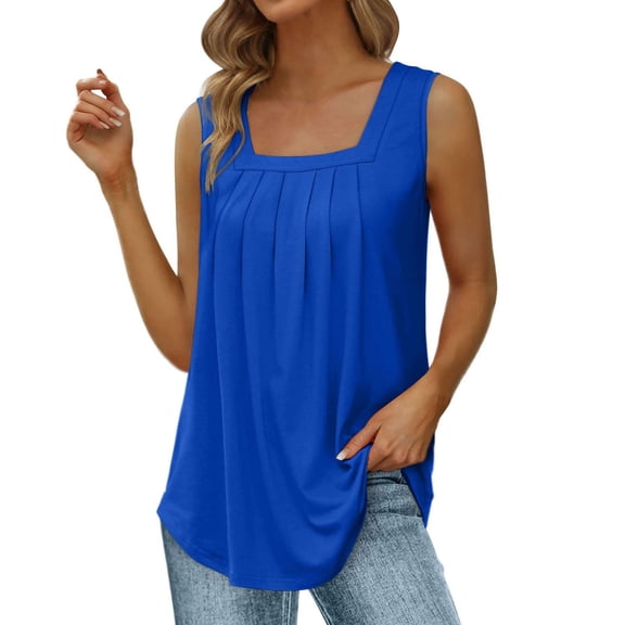 Women's Camisole Tank Tops Vest Loose Pleated Square Neck Curved Hem Loose Large Size Y2K Cami Undershirts