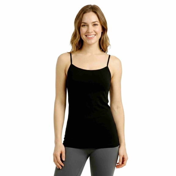 COUVER Women's Adjustable Spaghetti Strap Camisole Top Black 1-Pack One Size