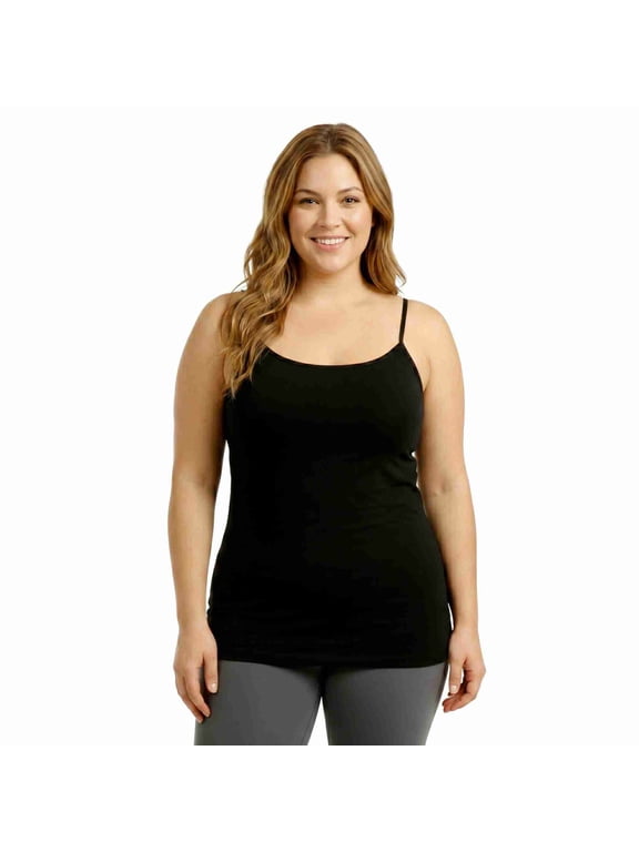 Women's Adjustable Spaghetti Strap Camisole Top Black 1-Pack Plus Size