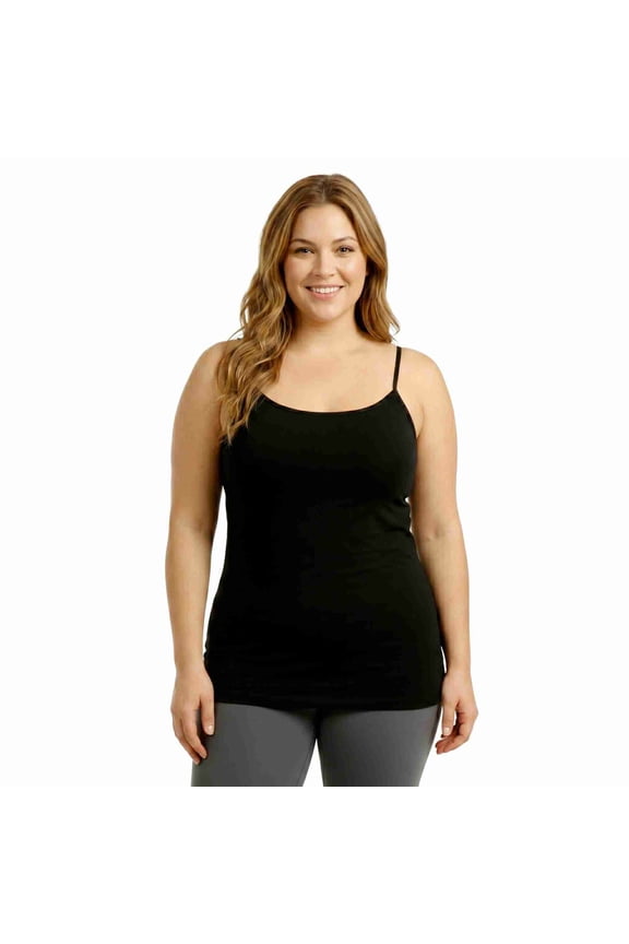 Women's Adjustable Spaghetti Strap Camisole Top Black 1-Pack Plus Size