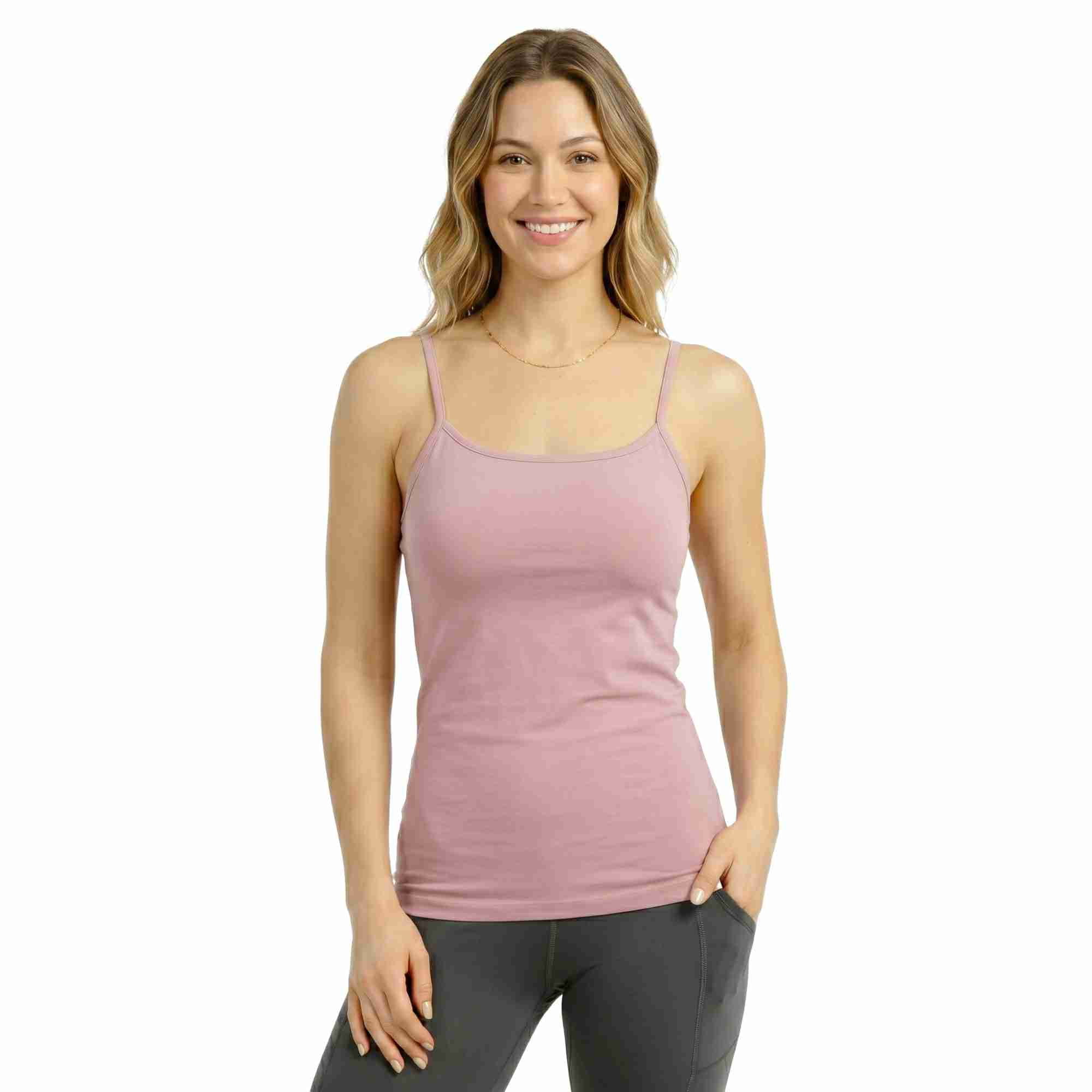COUVER Women's Adjustable Spaghetti Strap Camisole Top Oat 1-Pack