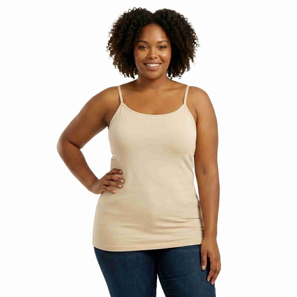 COUVER Women's Adjustable Spaghetti Strap Camisole Top Oat 1-Pack