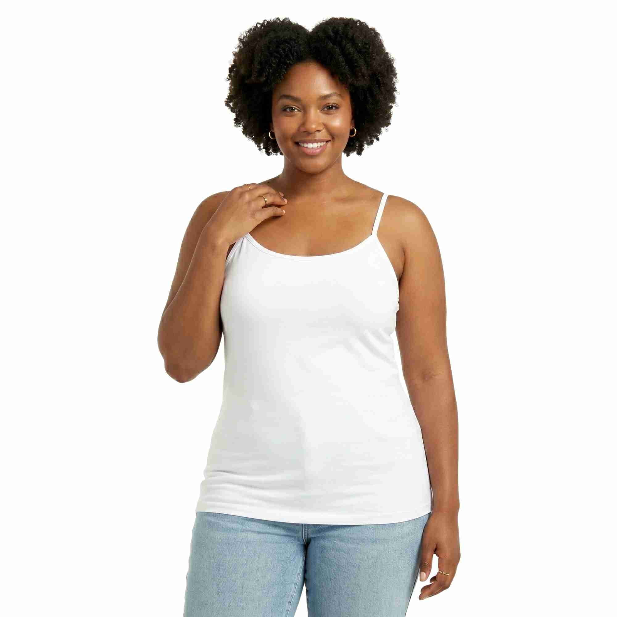 COUVER Women's Adjustable Spaghetti Strap Camisole Top White 1