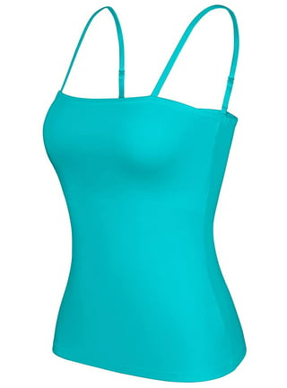 Women's Cotton Tank Top with Built-in Shelf Bra Square Neck Camisoles,  2-Pack 