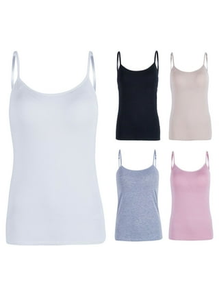 SHAPERIN Women Camisole with Built-in Bra Cup Strap Supportive Padded Tank  Top Layering Cami Undershirt