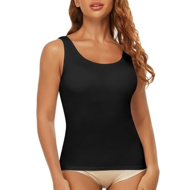 Women's Camisole with Built in Bra Tank Tops for Layering Stretch Casual Undershirts Wider Strap