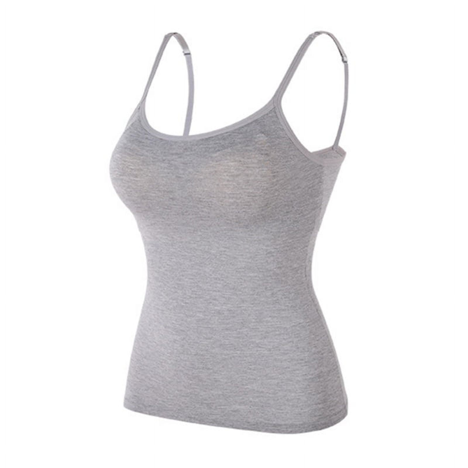 Spaghetti strap tank with built in bra deals