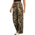thumbnail image 1 of Women's Camo Cargo Baggy PantsStreetwear Drawstring Wide Leg Trousers Flare Sweatpants, 1 of 14