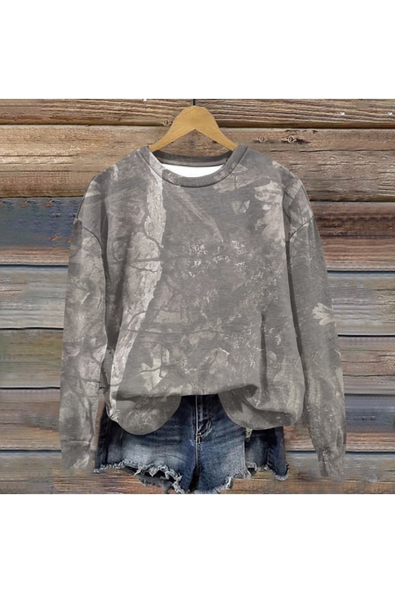 Women's Camo Sweatshirt Maple Leaf Printed Lightweight Crew Neck Sweatshirt Fashion Long Sleeve Fall Tops Camo Hoodie Abercrombie
