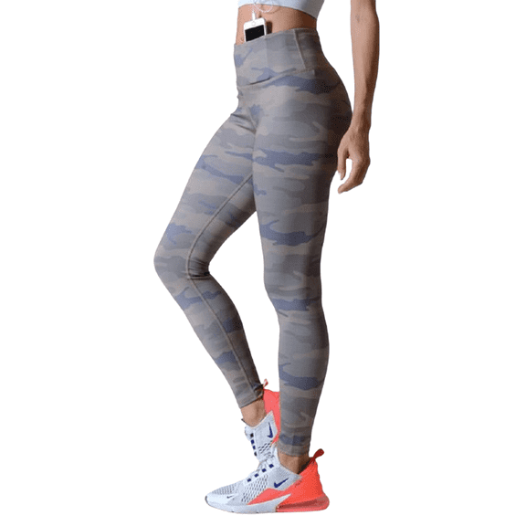 Women's Camoflage Printed Activewear Leggings - Dark Green, XL