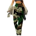 thumbnail image 1 of Women's Camouflage Cargo Pants High Elastic Waistband Drawstring Workwear Pants Casual Sports Pants with Pockets (3XL, Army Green), 1 of 3