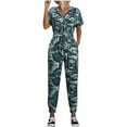 thumbnail image 1 of Women's Camouflage Jumpsuit Casual Elastic High Waist Jumpsuits Bottom Pants V Neck Romper Trousers with Pockets, 1 of 5