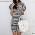 thumbnail image 1 of Women's Camouflage Print Summer Dress Casual Short Sleeve Round Neck Lightweight Polyester Fashion Dress for Daily Wear S M L XL XXL, 1 of 7