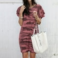 thumbnail image 1 of Women's Camouflage Print Summer Dress Casual Short Sleeve Round Neck Lightweight Polyester Fashion Dress for Daily Wear S M L XL XXL, 1 of 9