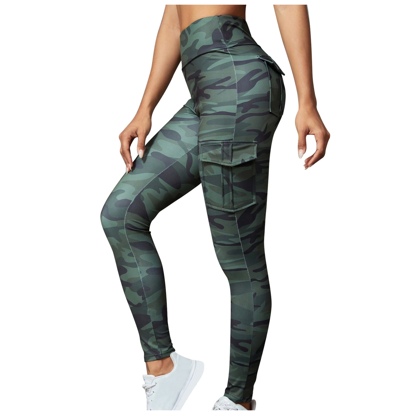 Women s Camouflage Yoga Pants High Waist Multi Pockets Stretchy Workout Leggings Athletic Gym Pants