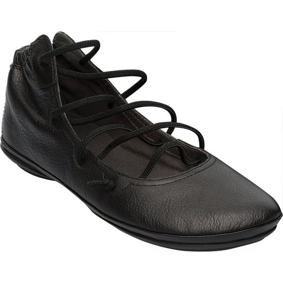 Women's Camper Right Nina Strappy Flat Black Textured Leather 40 M