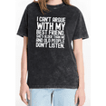 thumbnail image 1 of Women's "Can't Argue With My Best Friend Older" Graphic Comfortable Washed T Shirt Casual Black S-2XL Plus Size, 1 of 5