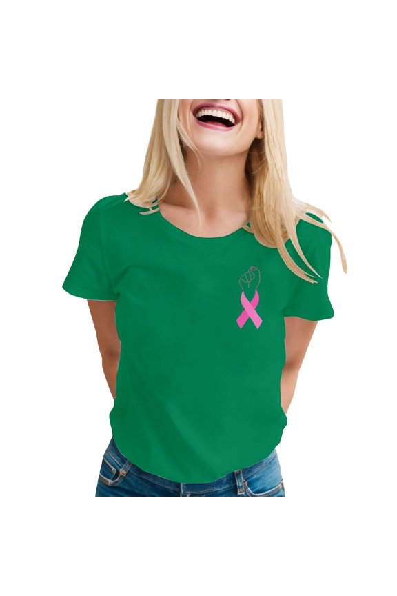 Women's Cancer Awareness T-Shirt Ribbon Graphic Tee Comfortable Stylish Top Everyday Wear Support Cause