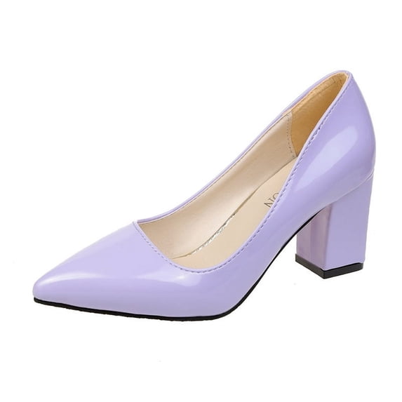 Women's Candy Color Pointed Toe Thick Heel High Heel Simple Style Shallow Mouth Professional Fashion Single Shoe
