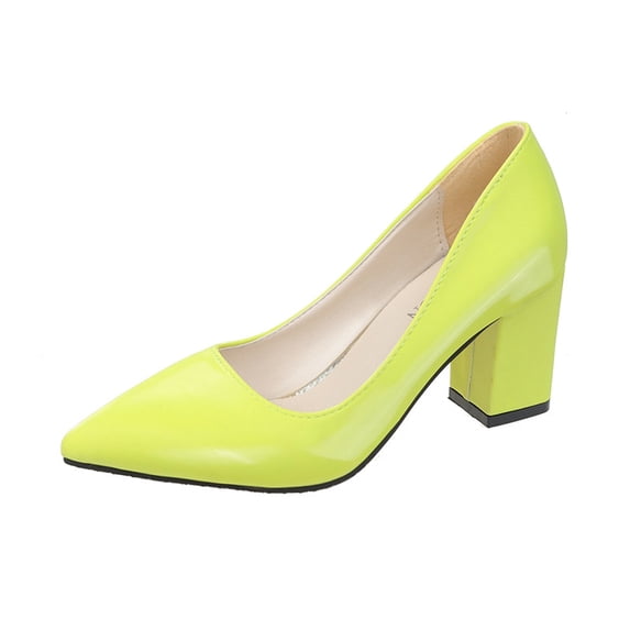 Women's Candy Color Pointed Toe Thick Heel High Heel Simple Style Shallow Mouth Professional Fashion Single Shoe