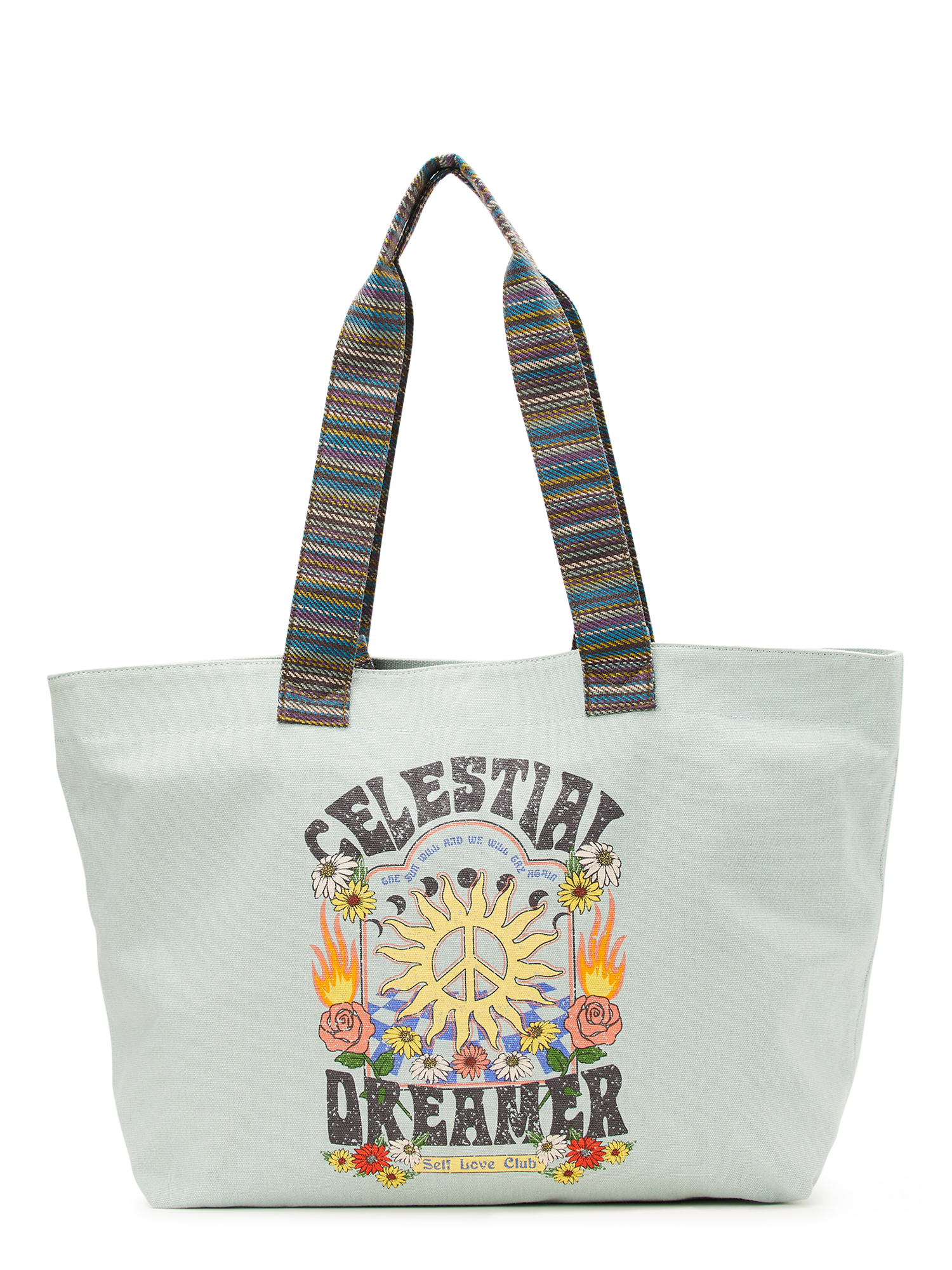 Women's Canvas Celestial Tote Bag, Jade Delight