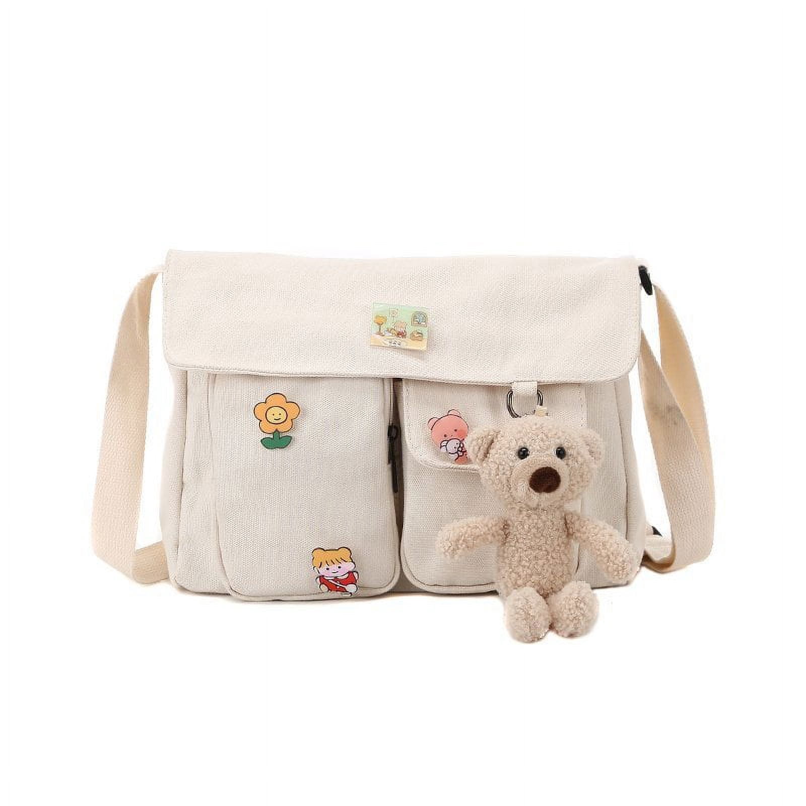 Women's Canvas Crossbody Bag Girls Travel Messenger Bag with Kawaii