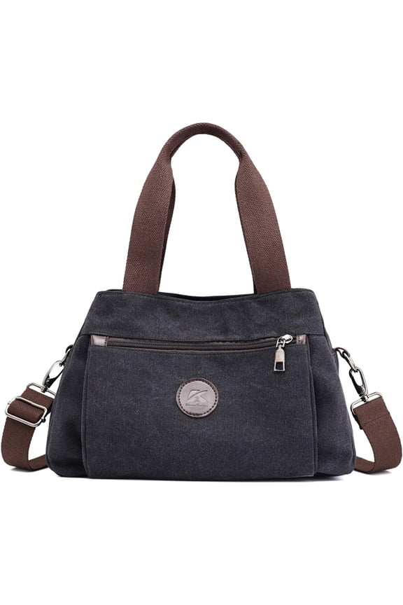 Women's Canvas Hobo Handbags Multi-Pockets Tote Shoulder Crossbody Bags Casual Vegan Top Handle Shopper Handbags Satchel