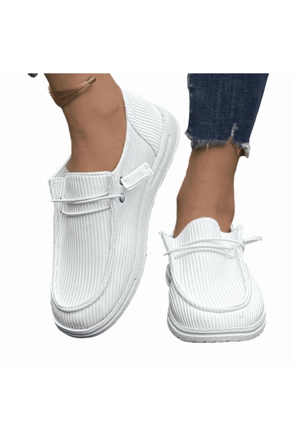 Women's Canvas Lace-Up Loafers - Comfortable Walking Shoes Low Top Sneakers, Lightweight Casual Slip Resistant Fashion Flats