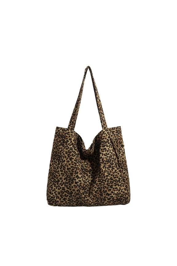 Women's Canvas Leopard Tote Handbag Large-capacity shopping bag