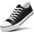 thumbnail image 1 of Women’s Canvas Low Top Sneaker Lace-up Classic Casual Shoes Black and White, 1 of 5