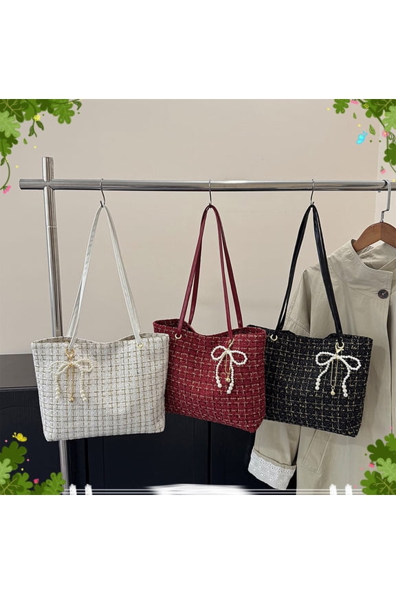 Women's Canvas Shoulder Bag Bowknot Handbag Small Tote Bag Lightweight Casual Travel Purse (Black) by PALIFEUR