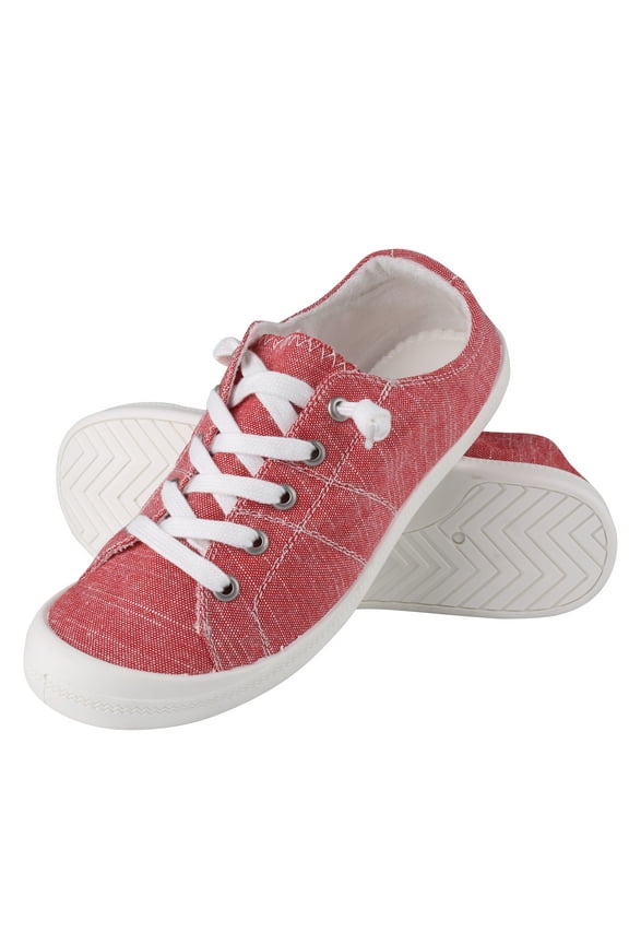 Women's Canvas Sneaker Shoes Low Top Lace Up Fashion Sneakers Casual Slip On Walking Shoes