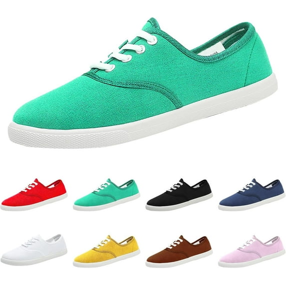 Women's Canvas Sneakers - Lightweight Walking Shoes & Solid color casual shoes