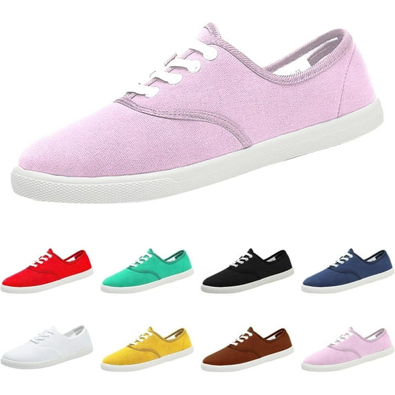 Women's Canvas Sneakers - Lightweight Walking Shoes & Solid color casual shoes