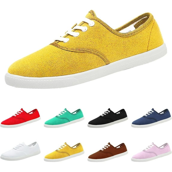 Women's Canvas Sneakers - Lightweight Walking Shoes & Solid color casual shoes