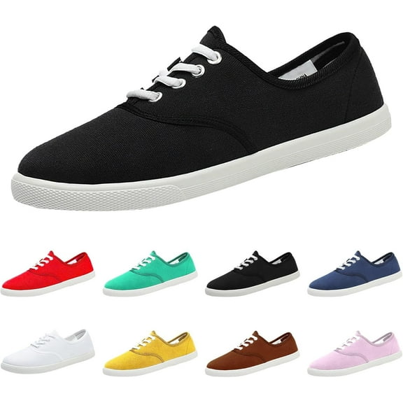 Women's Canvas Sneakers - Lightweight Walking Shoes & Solid color casual shoes