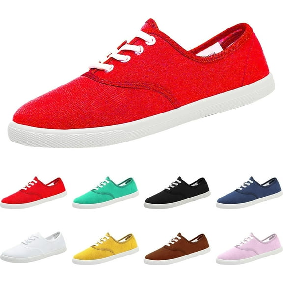 Women's Canvas Sneakers - Lightweight Walking Shoes & Solid color casual shoes