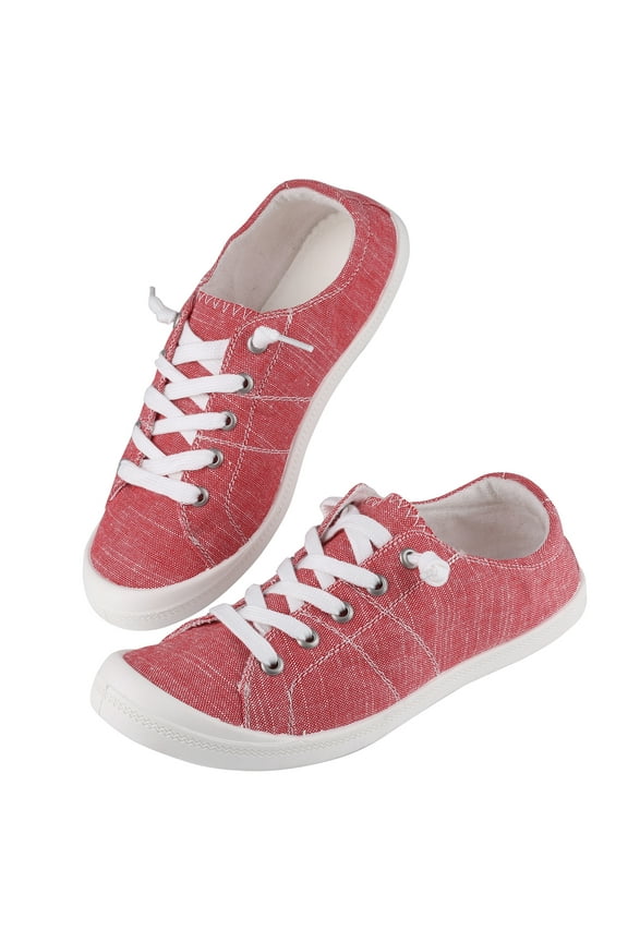 Women’s Canvas Sneakers – Low Top Lace-Up Fashion Shoes, Comfortable Slip-On Casual Walking Shoes for Everyday, Travel & Work